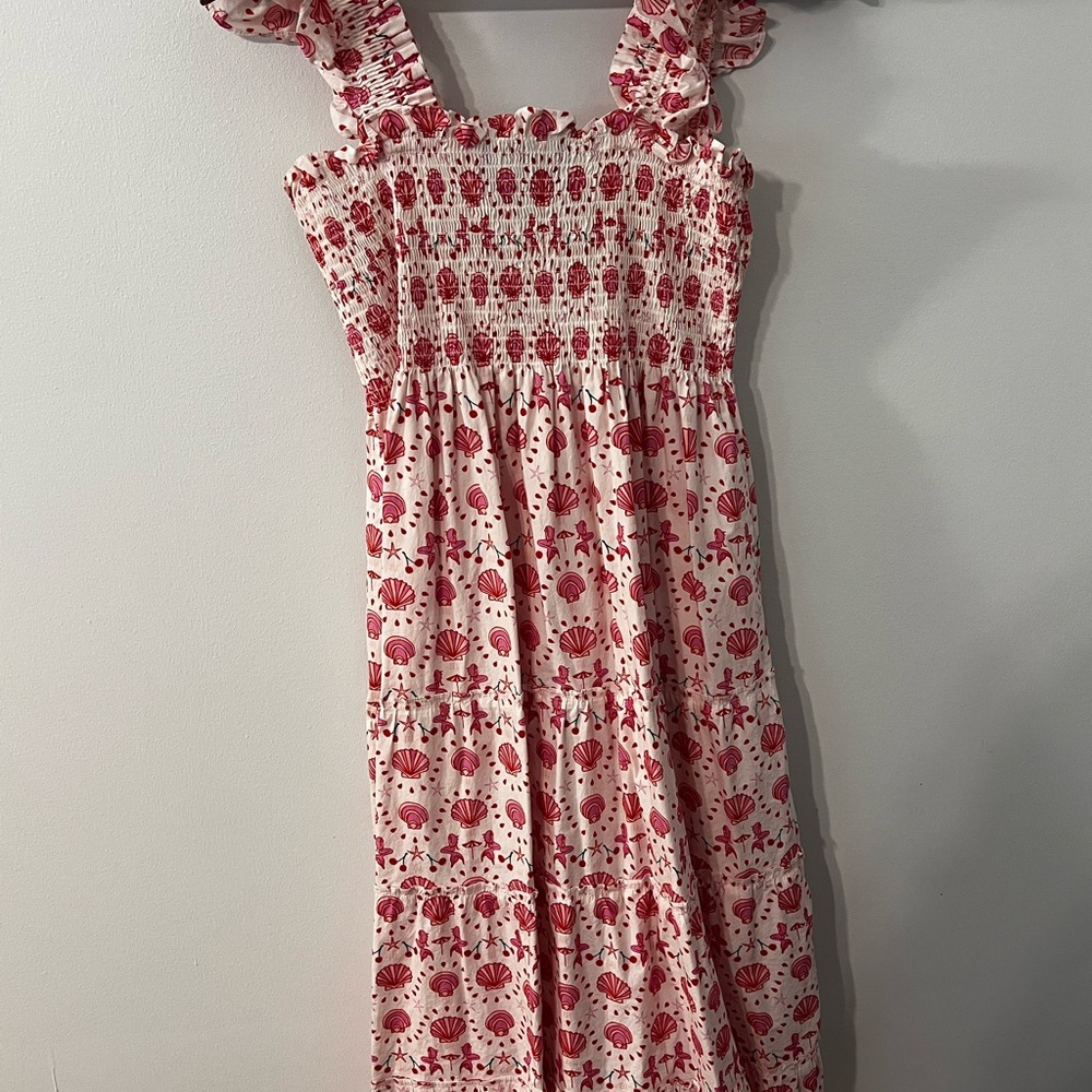 Hill House Pink Seashell and Mermaid Print Midi Dress - Picture 3 of 5